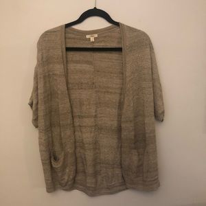 Short Sleeve Neutral Tan Cardigan